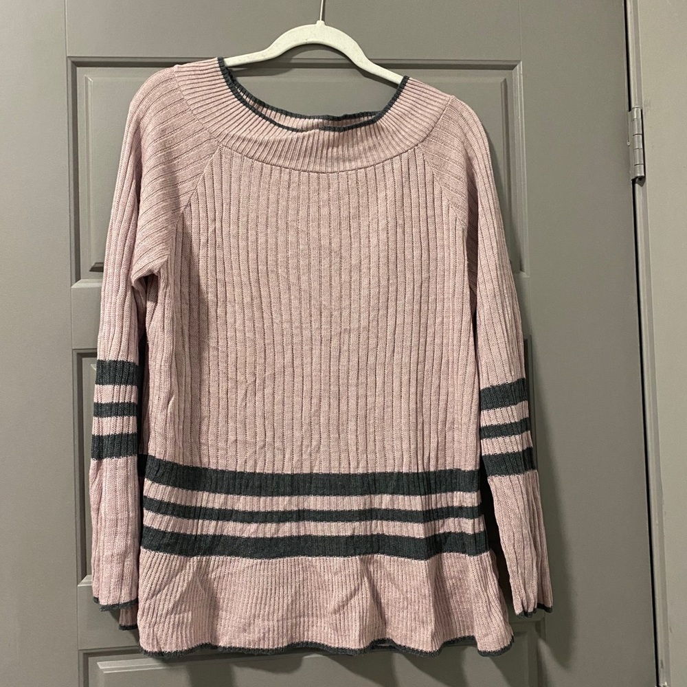 Plus Blush Ruffle Trim Sweater
